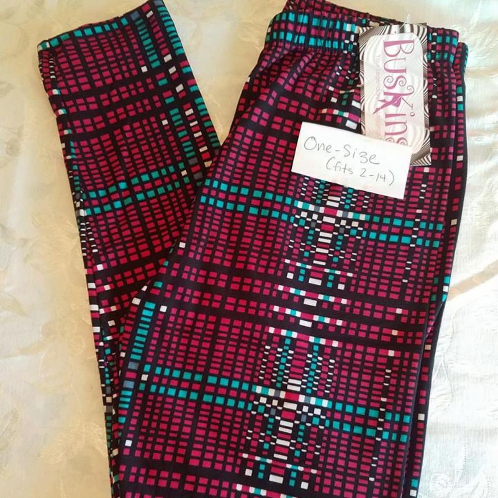 Digital Plaid Pattern Leggings -Super Soft Buskins